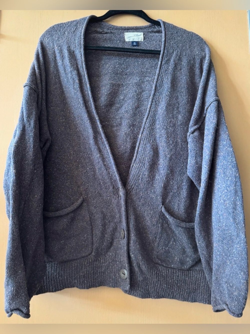Brown Marled V Neck Button Down Cotton Cardigan XXL